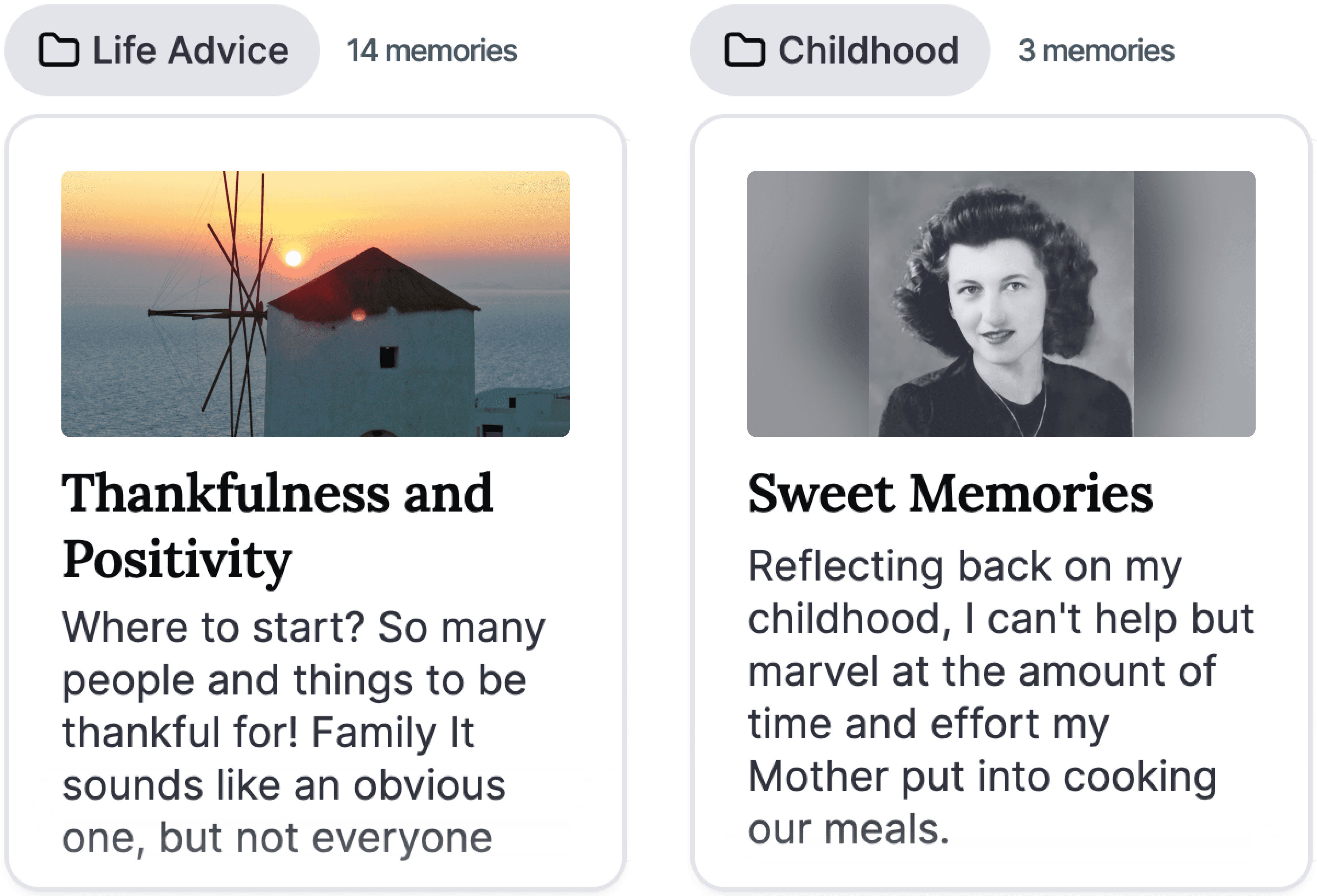 Example of how to group memories